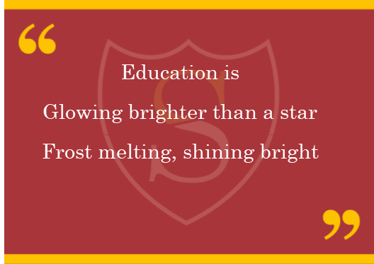 Education is Glowing brighter than a star Frost melting, shining bright